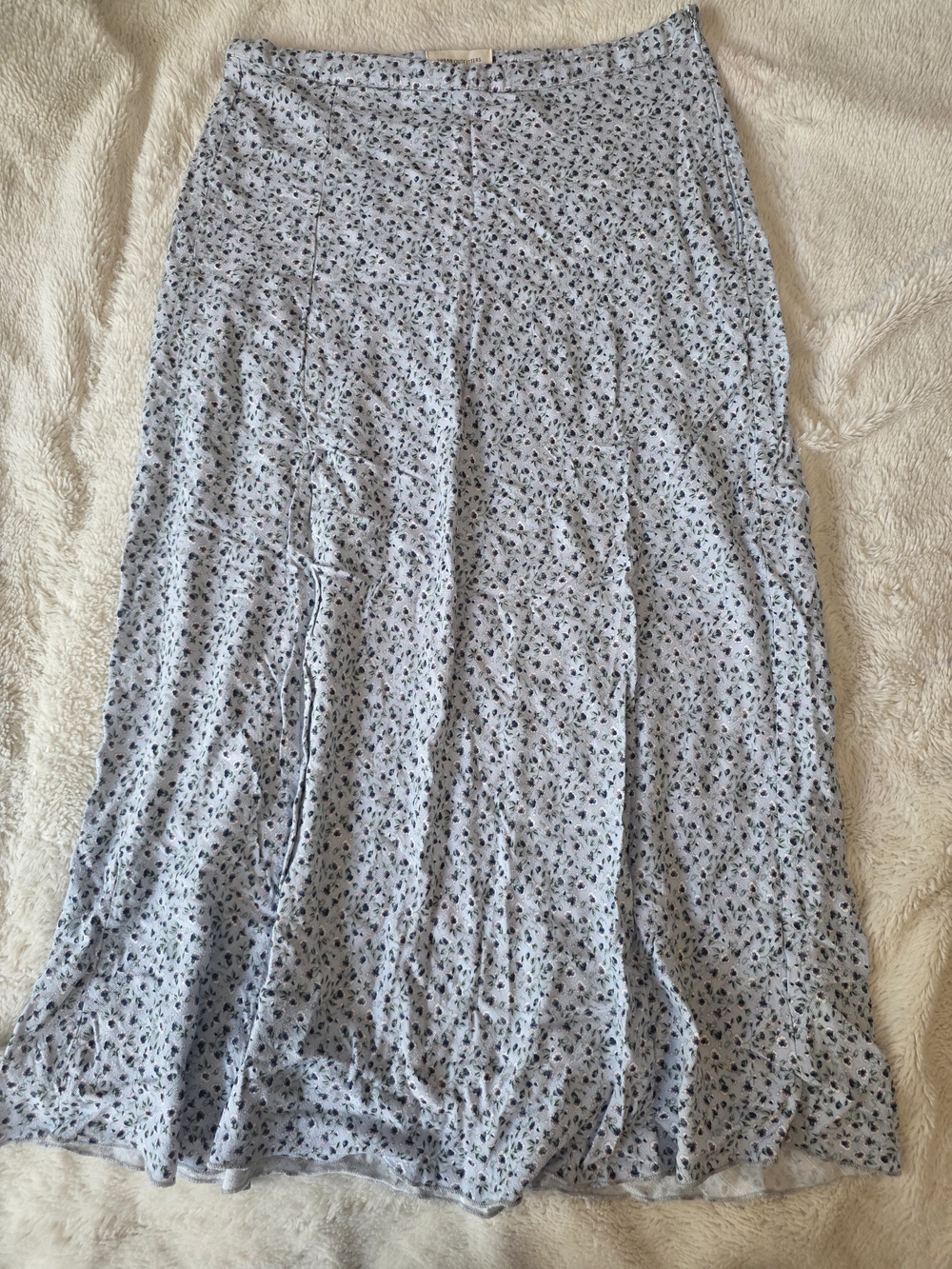 Urban Outfitters Blue White Floral A-Line Midi Skirt S Lined Zip Closure